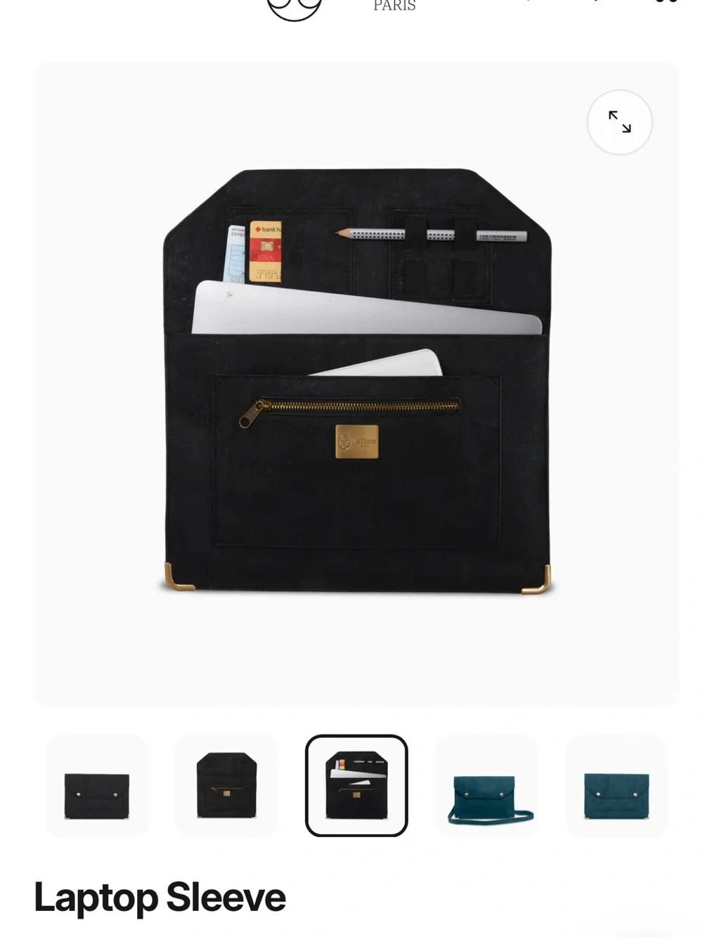 LaFlore Black Laptop Sleeve with Gold Accents